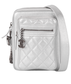 Vertical Camera Case Bag, Leather, Silver, 22489334(2016/17), DB, 2*